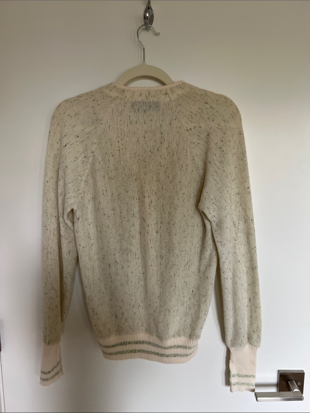 Vintage Cream Speckled V-Neck Button Cardigan - Picture 6 of 6